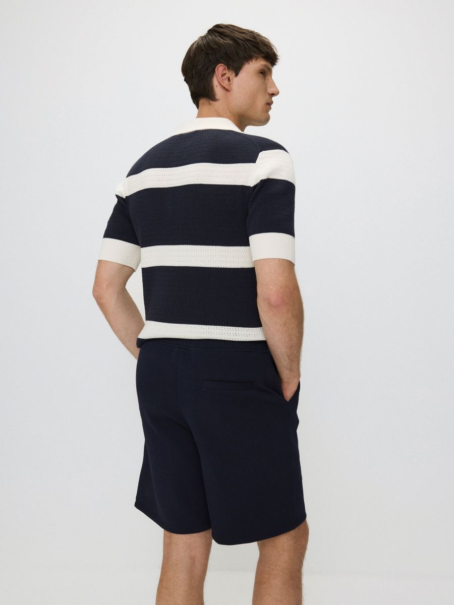 Regular structural fabric shorts - navy - RESERVED - 3