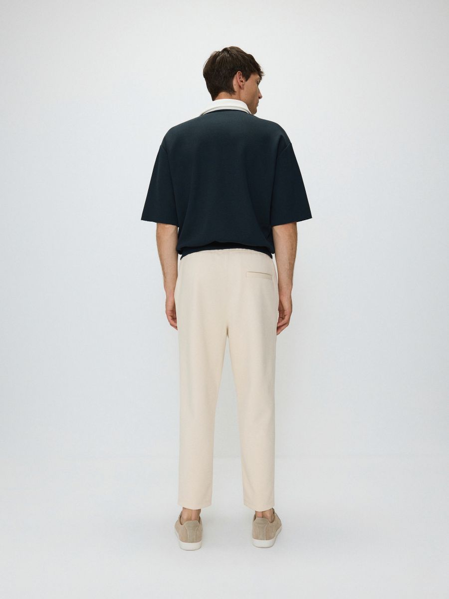 Regular structural fabric joggers - cream - RESERVED - 3