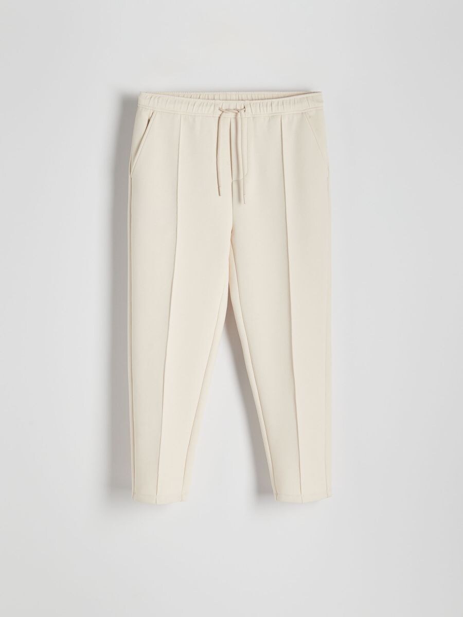Regular structural fabric joggers - cream - RESERVED - 4