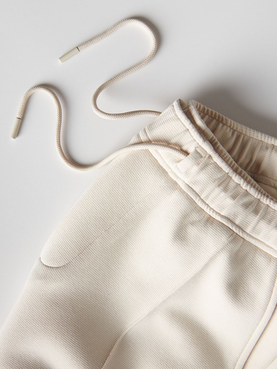 Regular structural fabric joggers - cream - RESERVED - 5