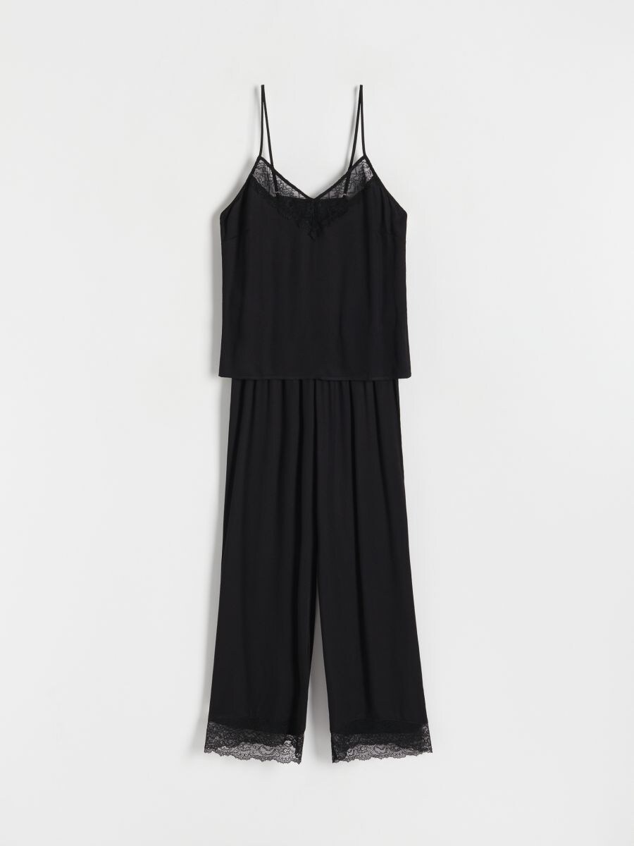 Two piece pyjama set with lace details - black - RESERVED - 2