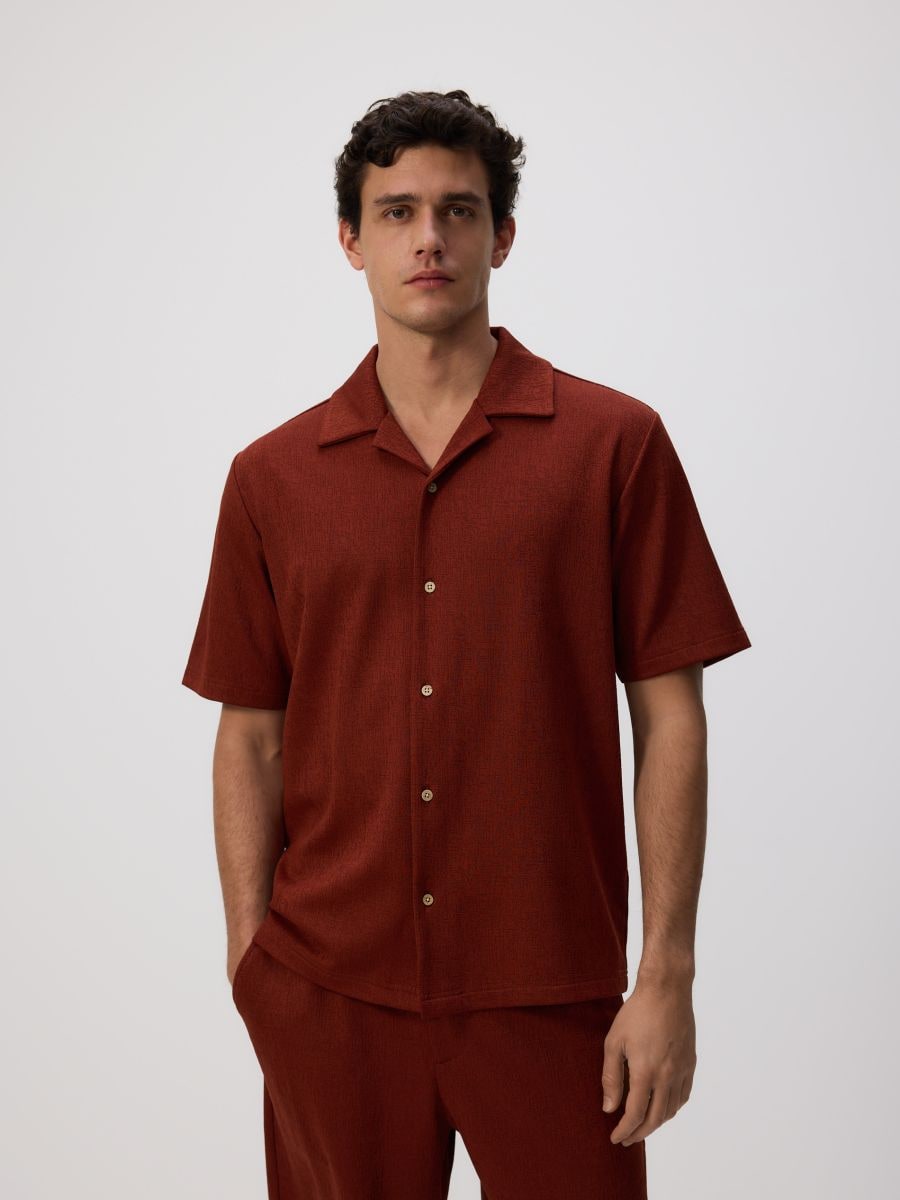 Comfort fit structural fabric shirt - brown - RESERVED