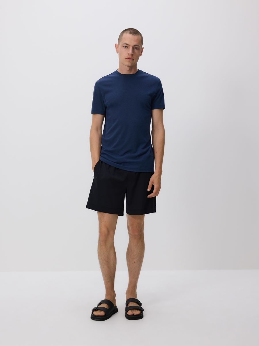 Slim fit top with viscose blend - navy - RESERVED - 2