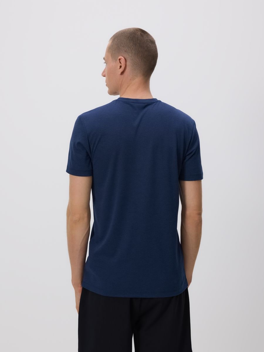 Slim fit top with viscose blend - navy - RESERVED - 4