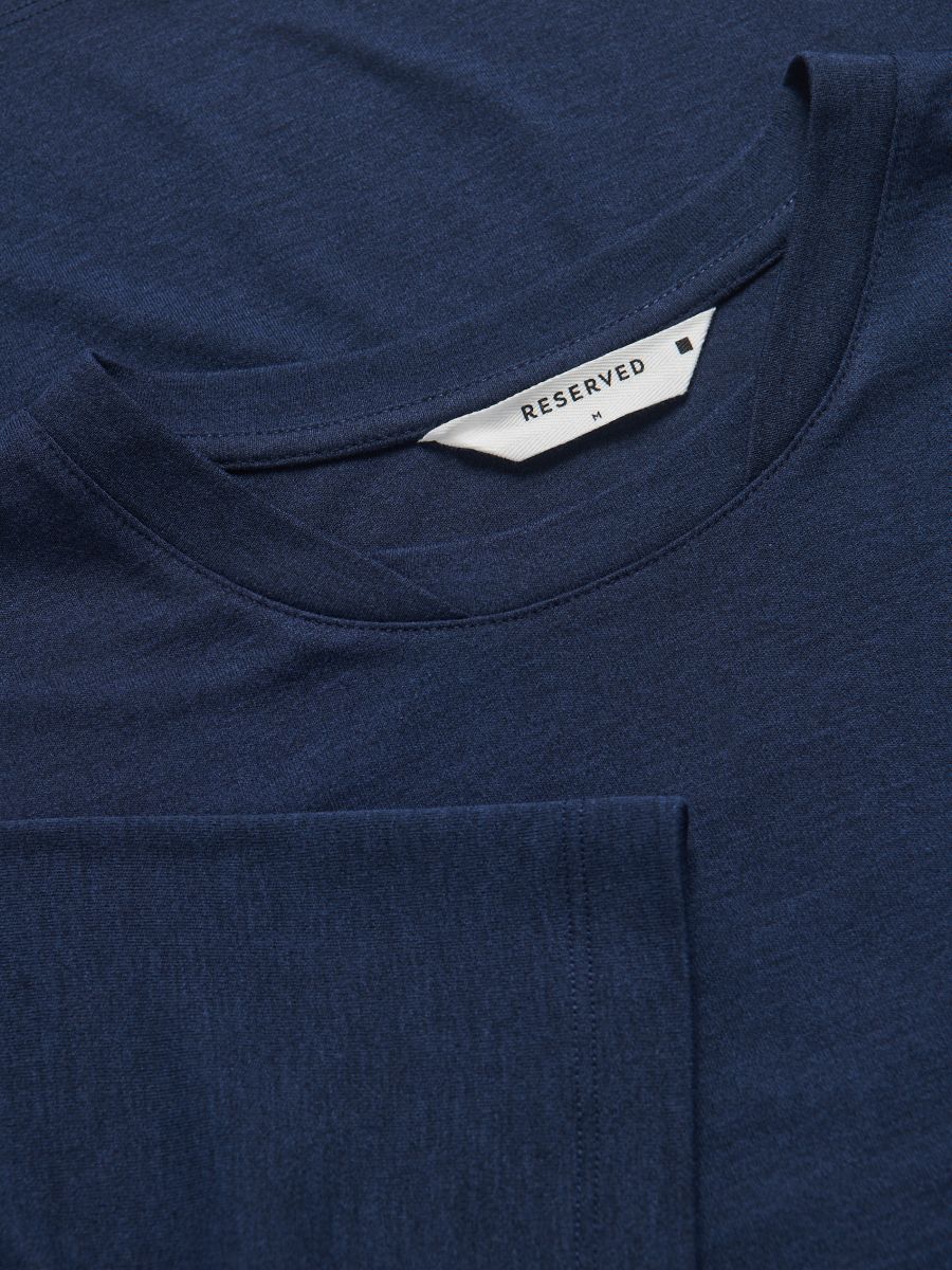Slim fit top with viscose blend - navy - RESERVED - 6