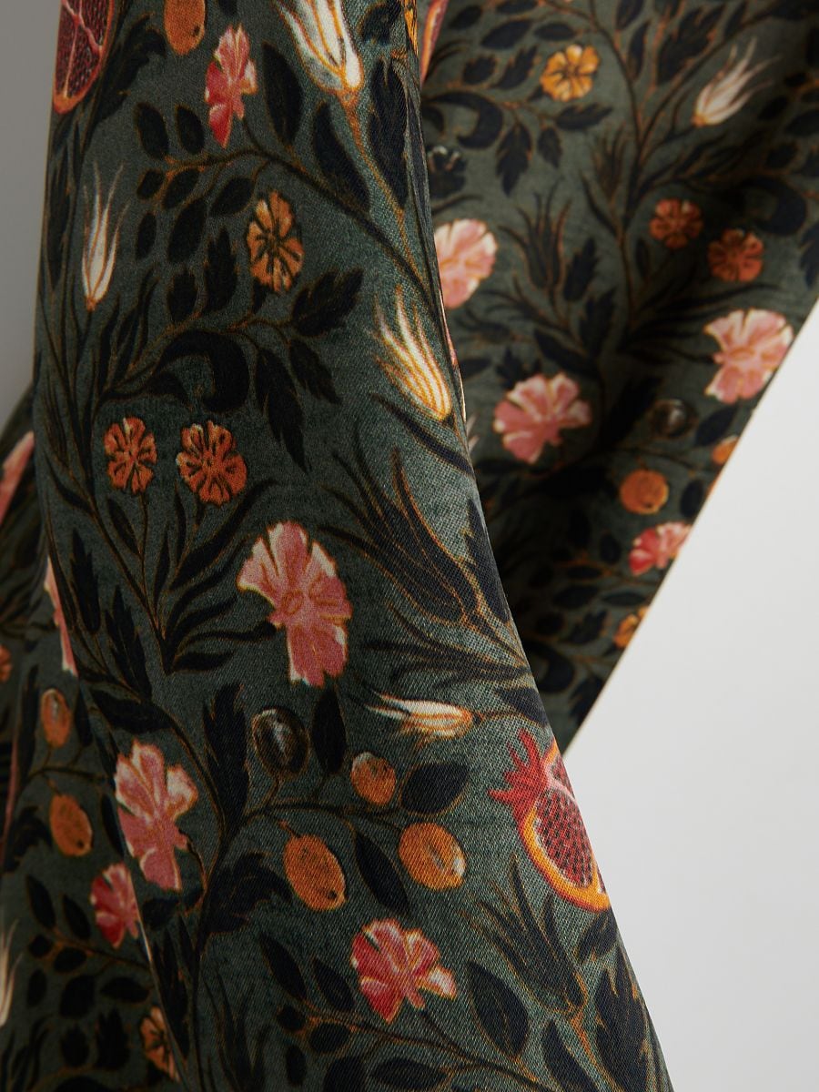 Patterned viscose trousers - brownish green - RESERVED - 6