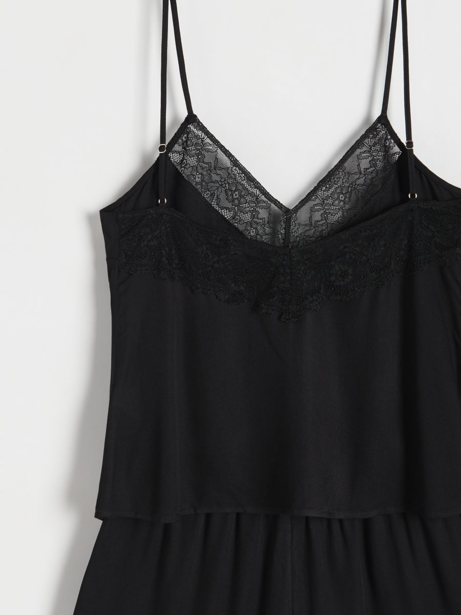 Zweiteiliges Pyjama-Set mit Spitzendetails - schwarz - RESERVED - 4
