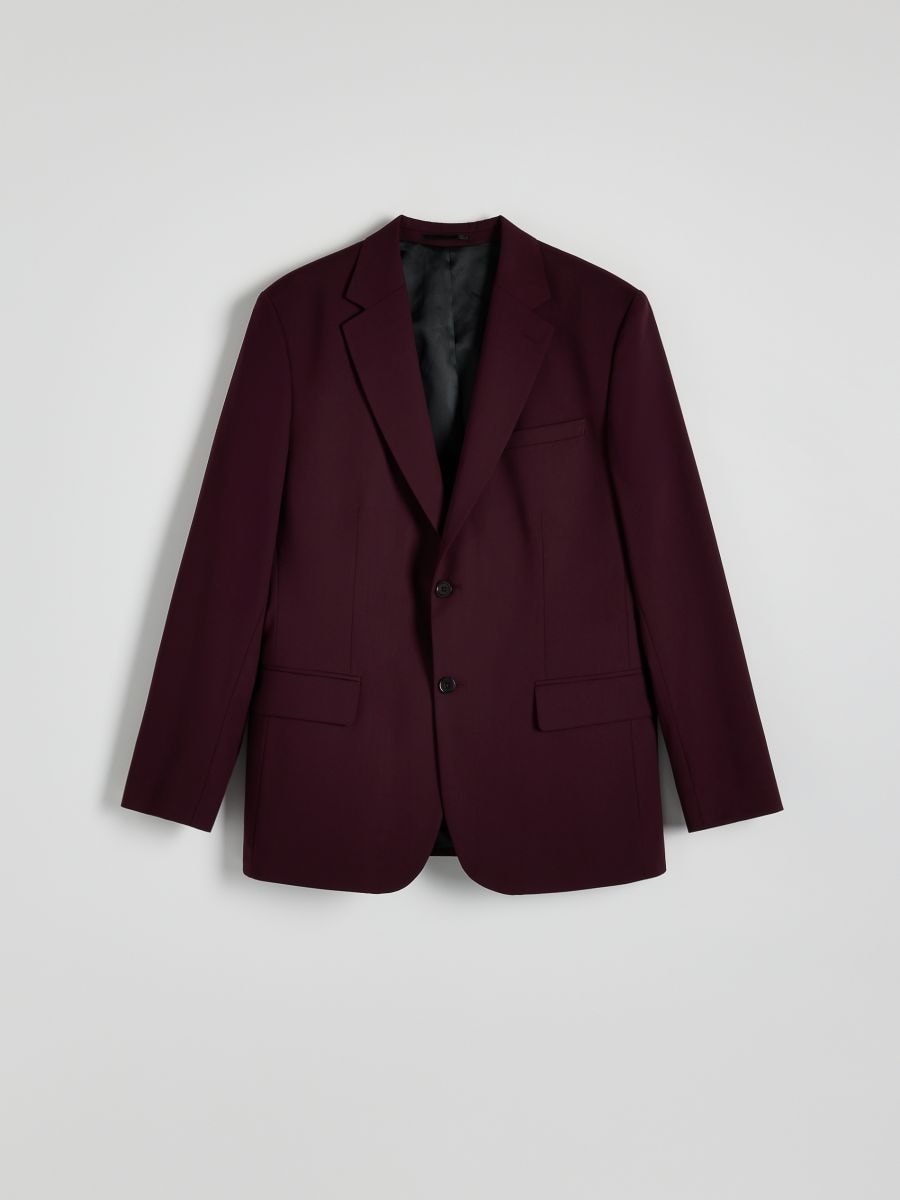 Slim fit blazer with viscose blend - maroon - RESERVED