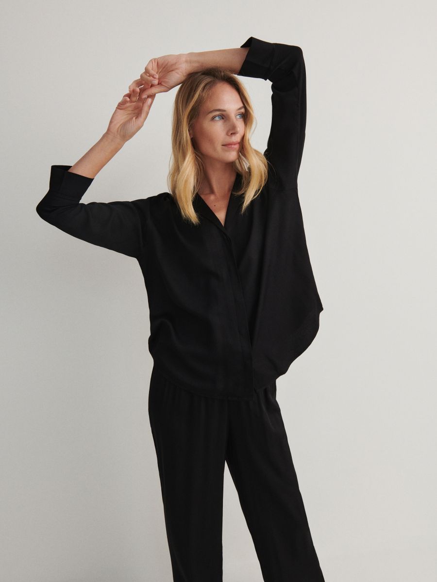 Two piece viscose pyjama set - black - RESERVED - 2