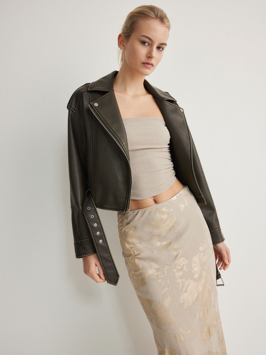 Skirt with metallic print - golden brown - RESERVED - 2