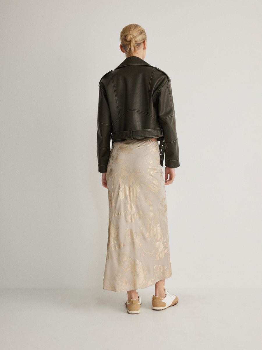 Skirt with metallic print - golden brown - RESERVED - 3