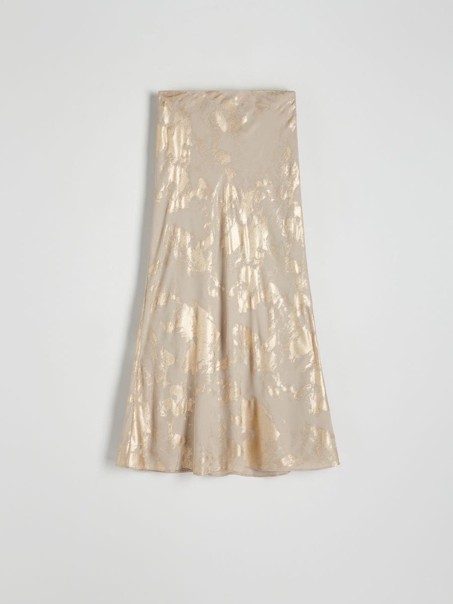 Skirt with metallic print - golden brown - RESERVED - 4
