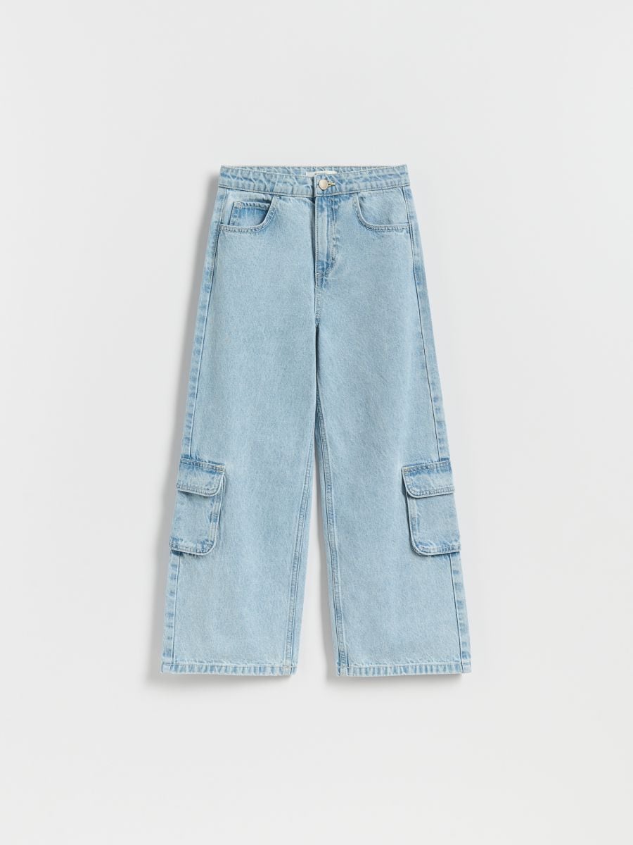 Wide-Leg-Jeans mit Cargotaschen - blau - RESERVED