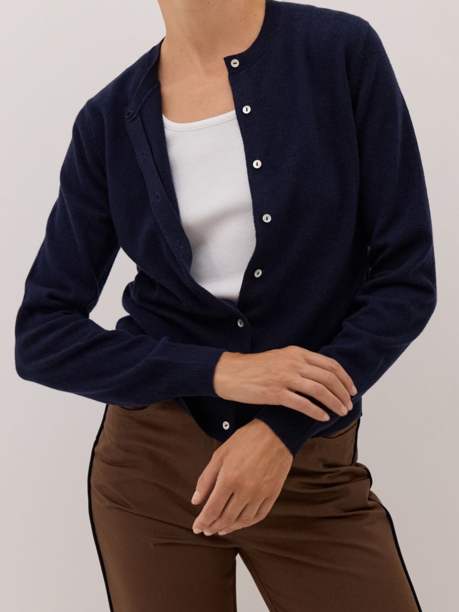 Cardigan en laine - marine - RESERVED