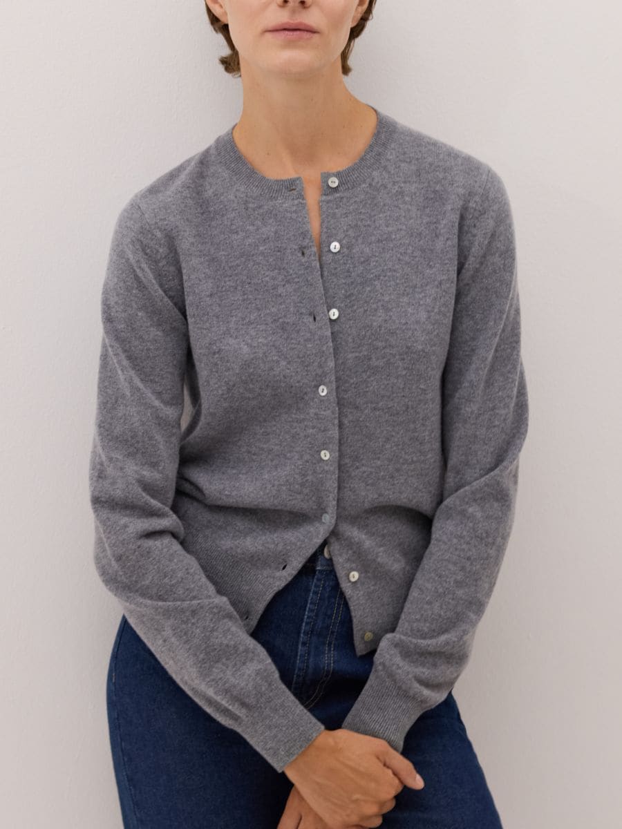 Wool cardigan - mid grey - RESERVED