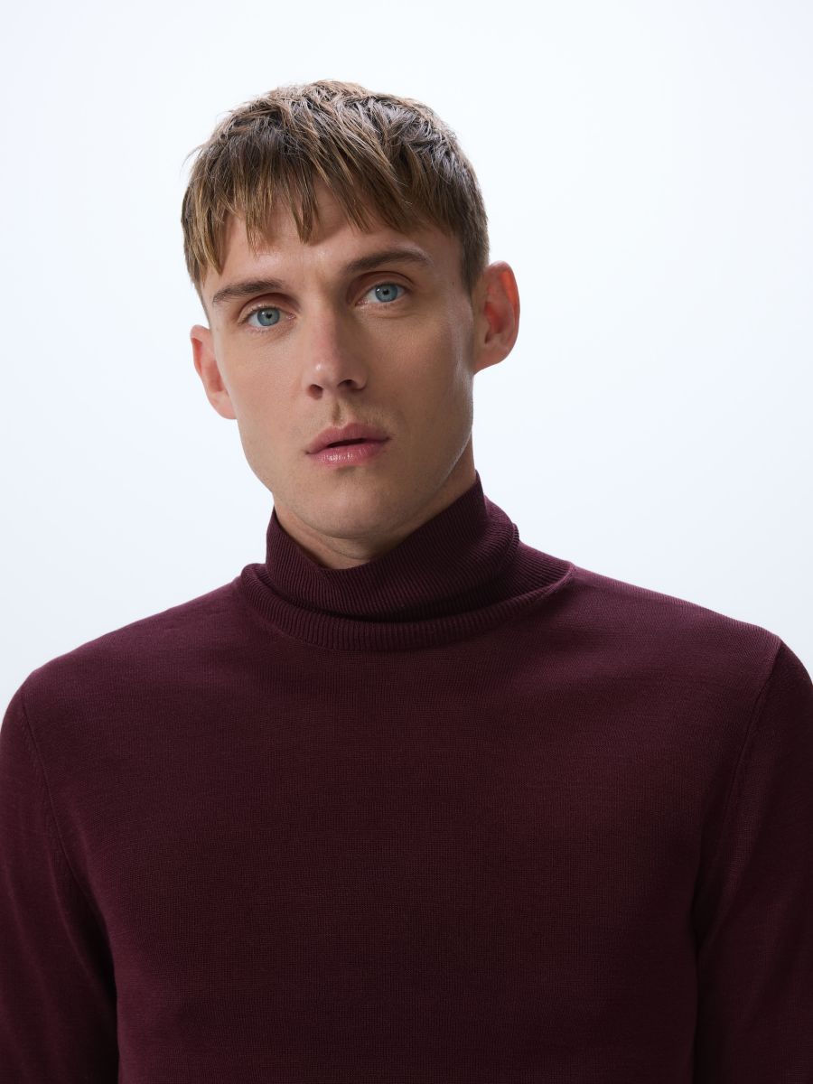 Turtleneck with silk blend - maroon - RESERVED - 2