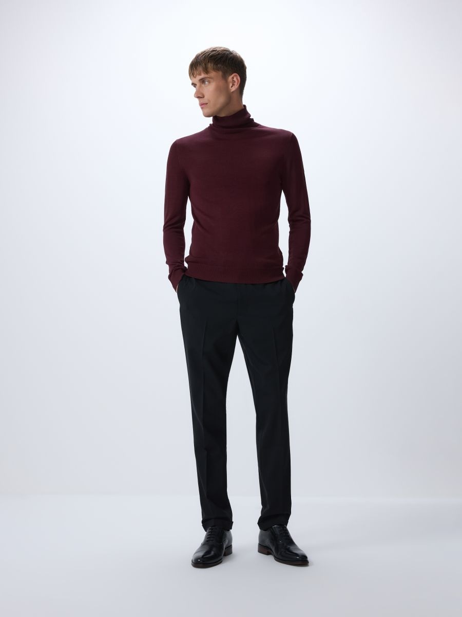 Turtleneck with silk blend - maroon - RESERVED - 3