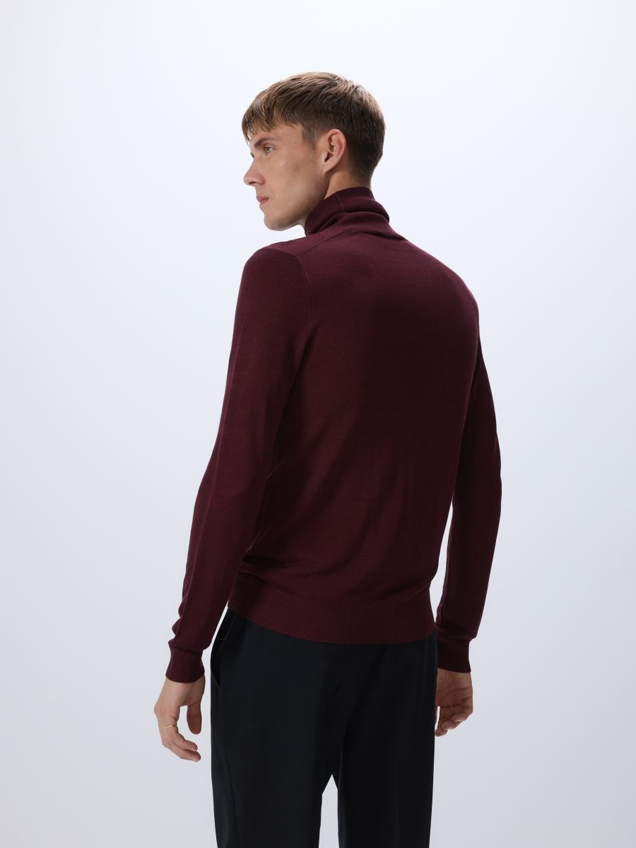 Turtleneck with silk blend - maroon - RESERVED - 4