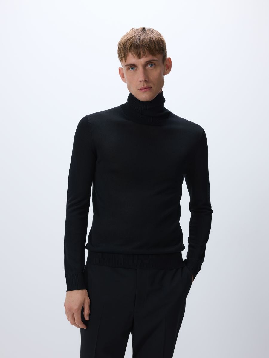 Turtleneck with silk blend - black - RESERVED - 2