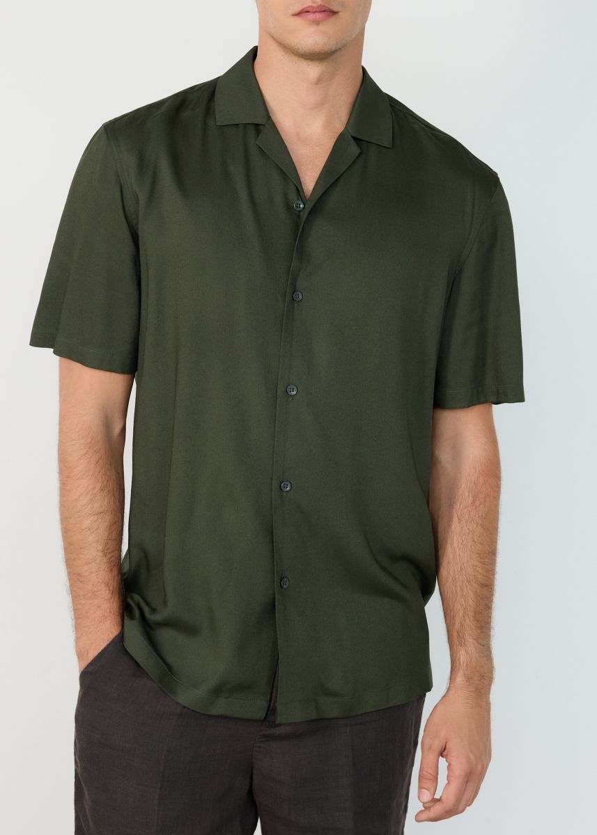 Regular fit overhemd van viscose - groen - RESERVED - 3
