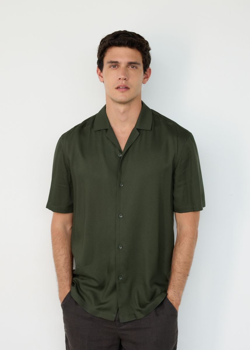 Regular fit overhemd van viscose - groen - RESERVED - 4