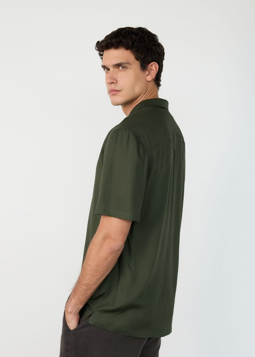 Regular fit overhemd van viscose - groen - RESERVED - 5