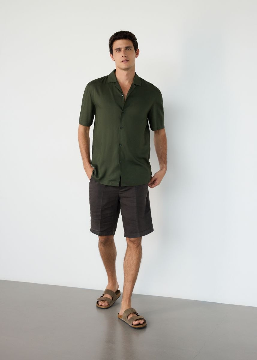 Regular fit overhemd van viscose - groen - RESERVED - 7