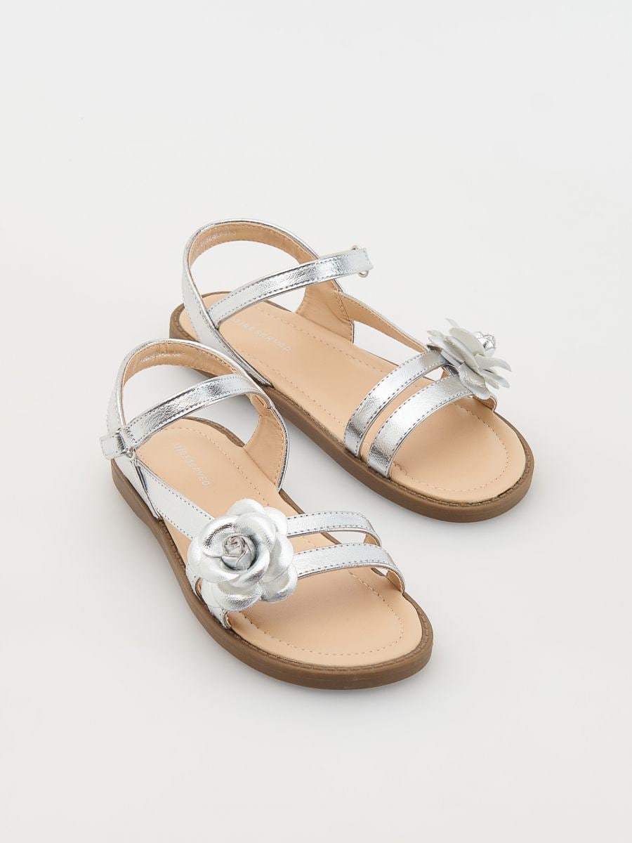 Applique embellished sandals - plateado - RESERVED