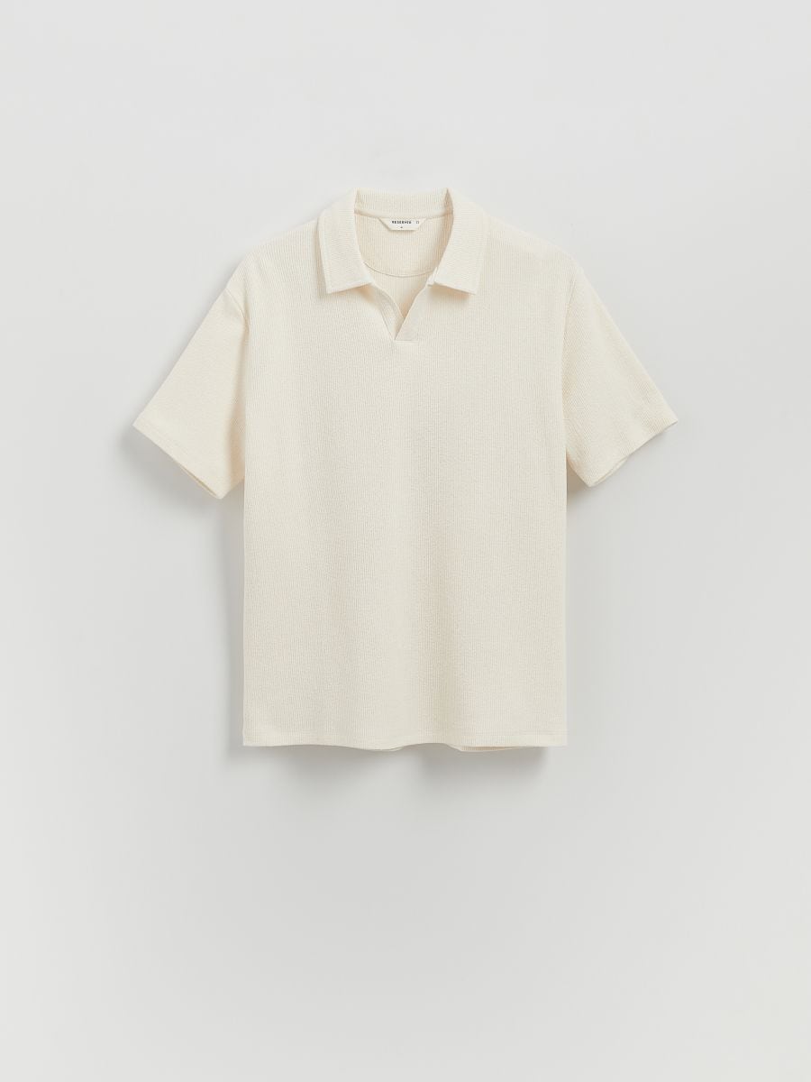 Comfort fit Polo majica od strukturirane tkanine - krem - RESERVED