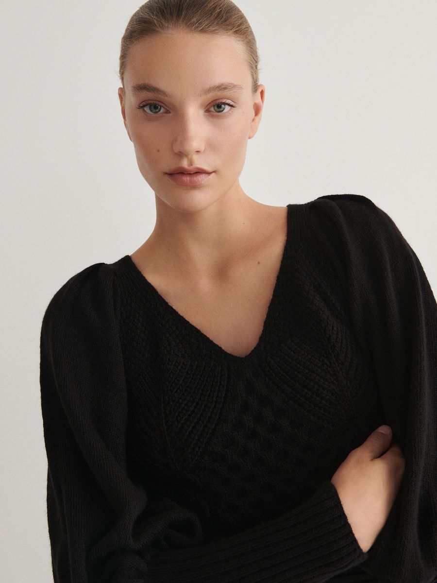 Sweater with puffy sleeves - black - RESERVED - 2