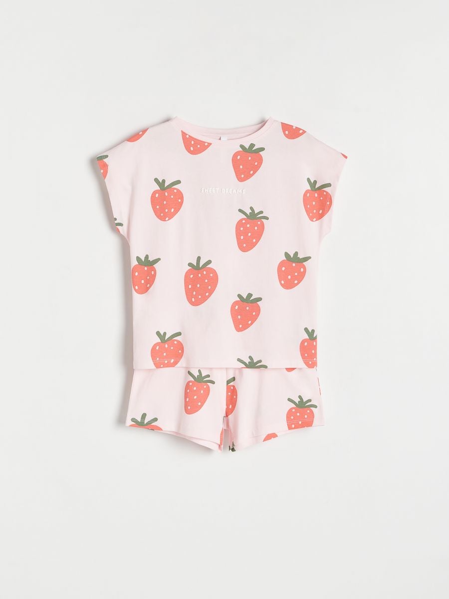 Dwuczęściowa piżama w owoce - pastelowy róż - RESERVED