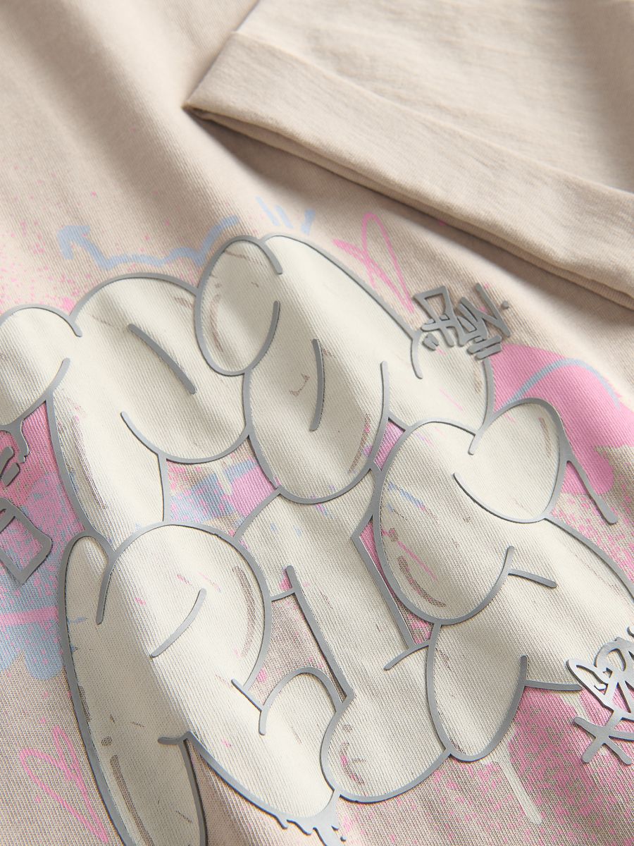 T-shirt with print - beige - RESERVED - 2