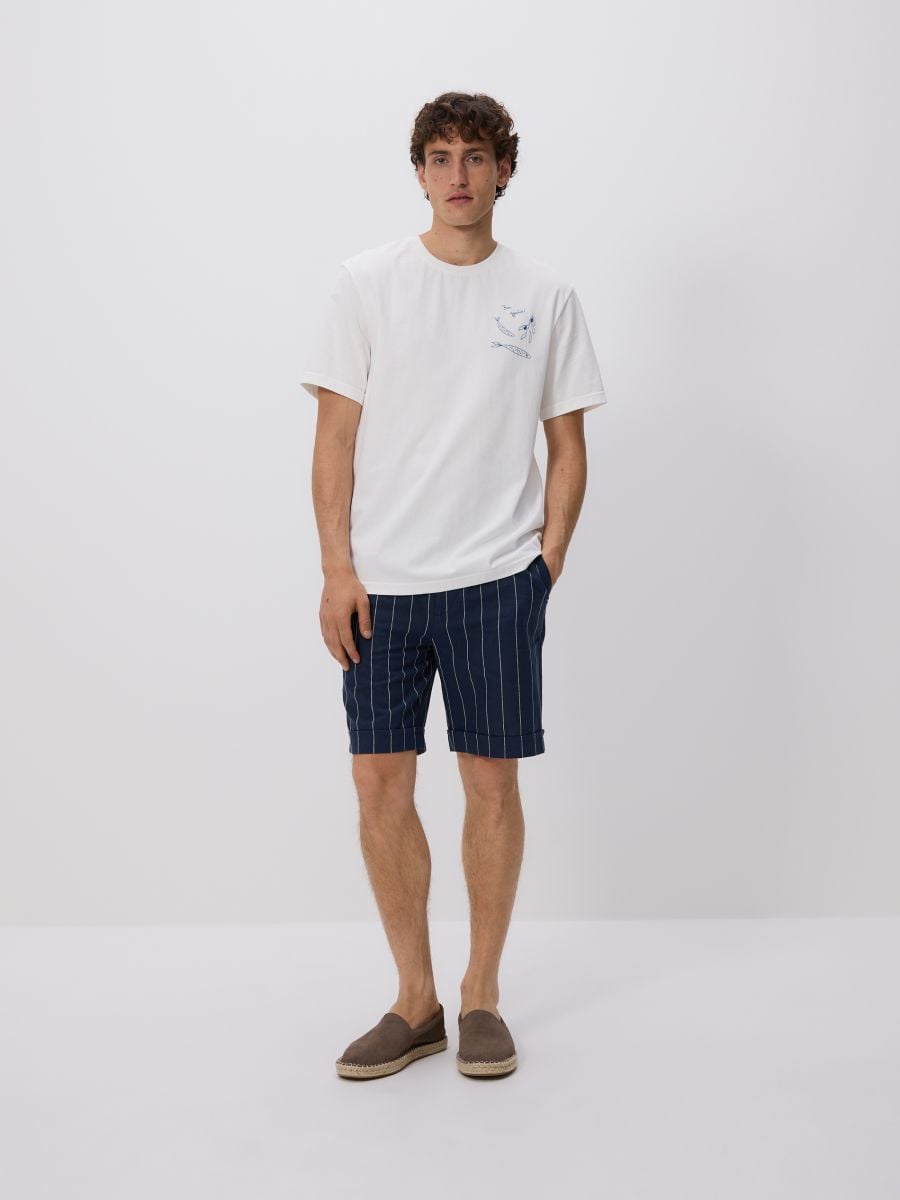 Regular linen blend shorts - navy - RESERVED