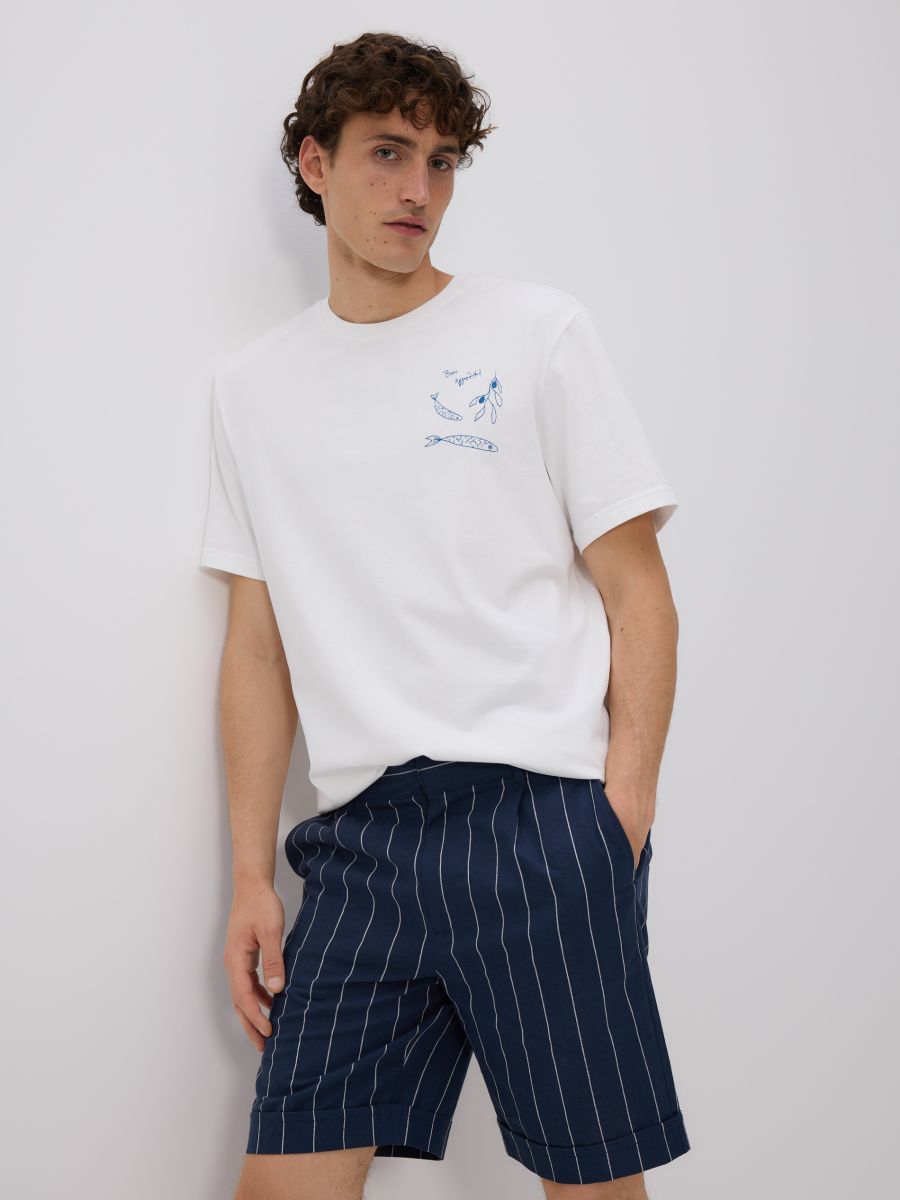 Regular linen blend shorts - navy - RESERVED - 3