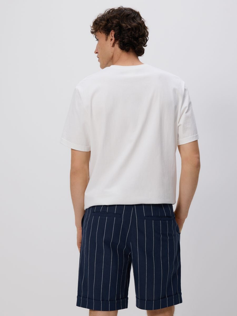 Regular linen blend shorts - navy - RESERVED - 4