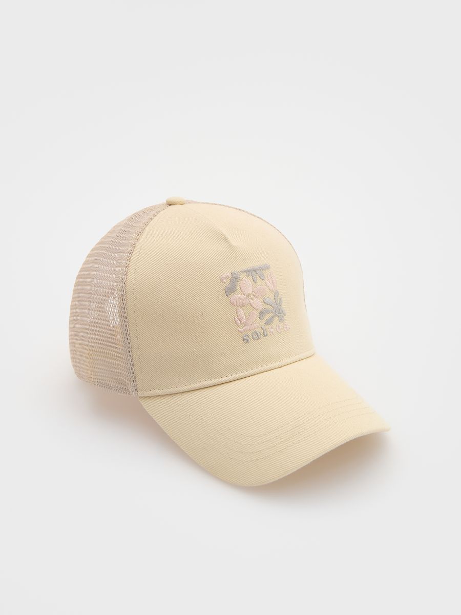 Cap with embroidery - wheat - RESERVED