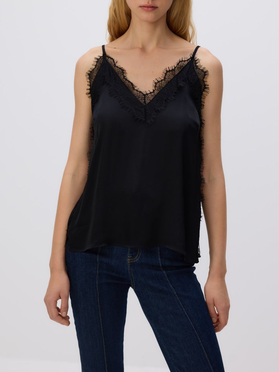 Top with lace - black - RESERVED