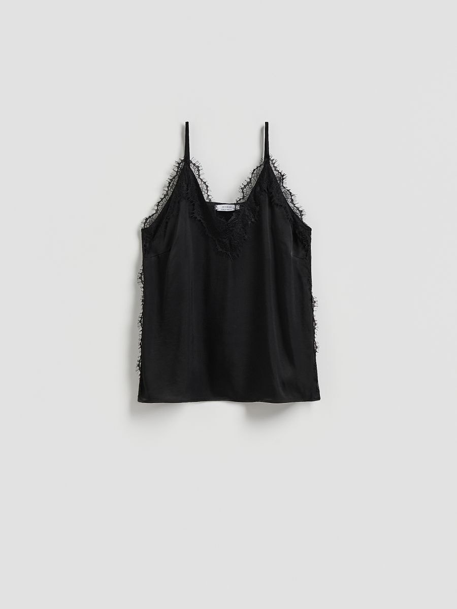 Top with lace - black - RESERVED