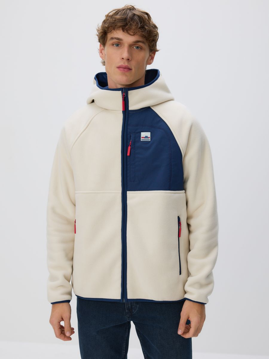 Sweat à capuche en polaire - crème - RESERVED