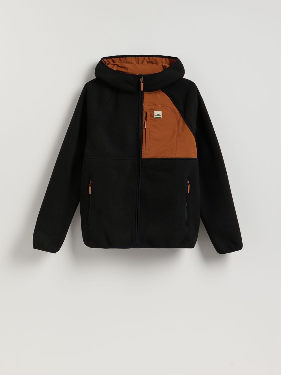 Φλις φούτερ με κουκούλα - μαυρο - RESERVED