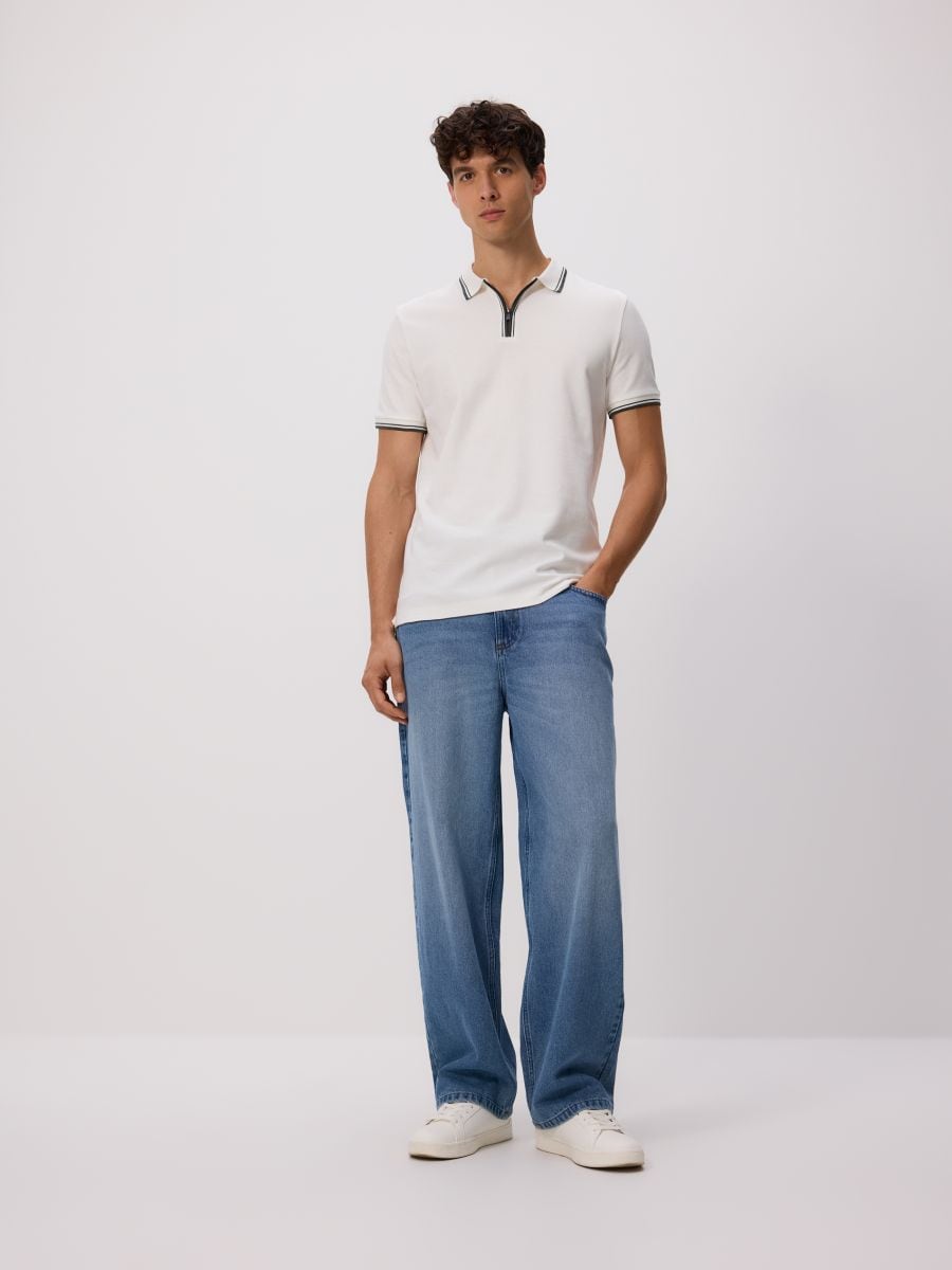 Regular fit polo shirt with trim - dark green - RESERVED