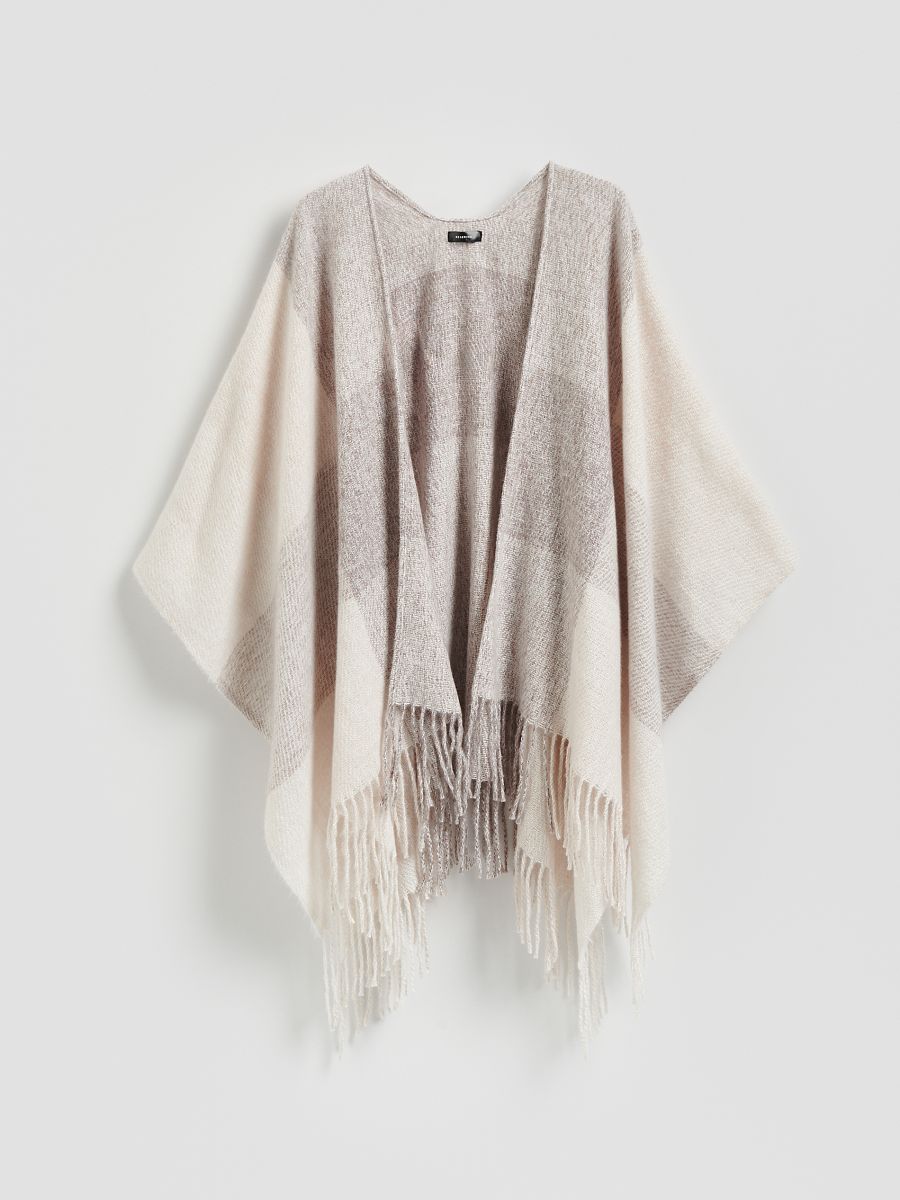 Poncho with fringes - wheat - RESERVED