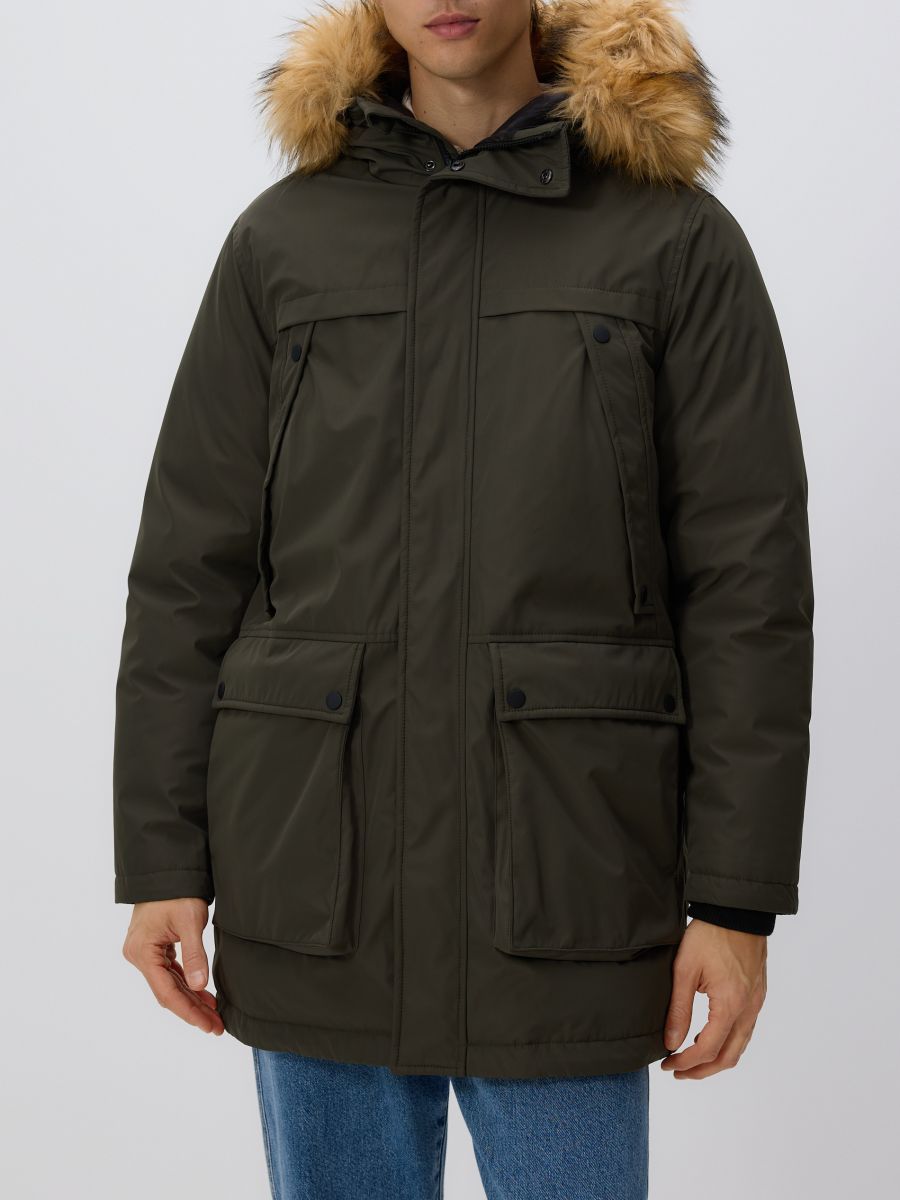 Parka mit Kapuze - braungrün - RESERVED