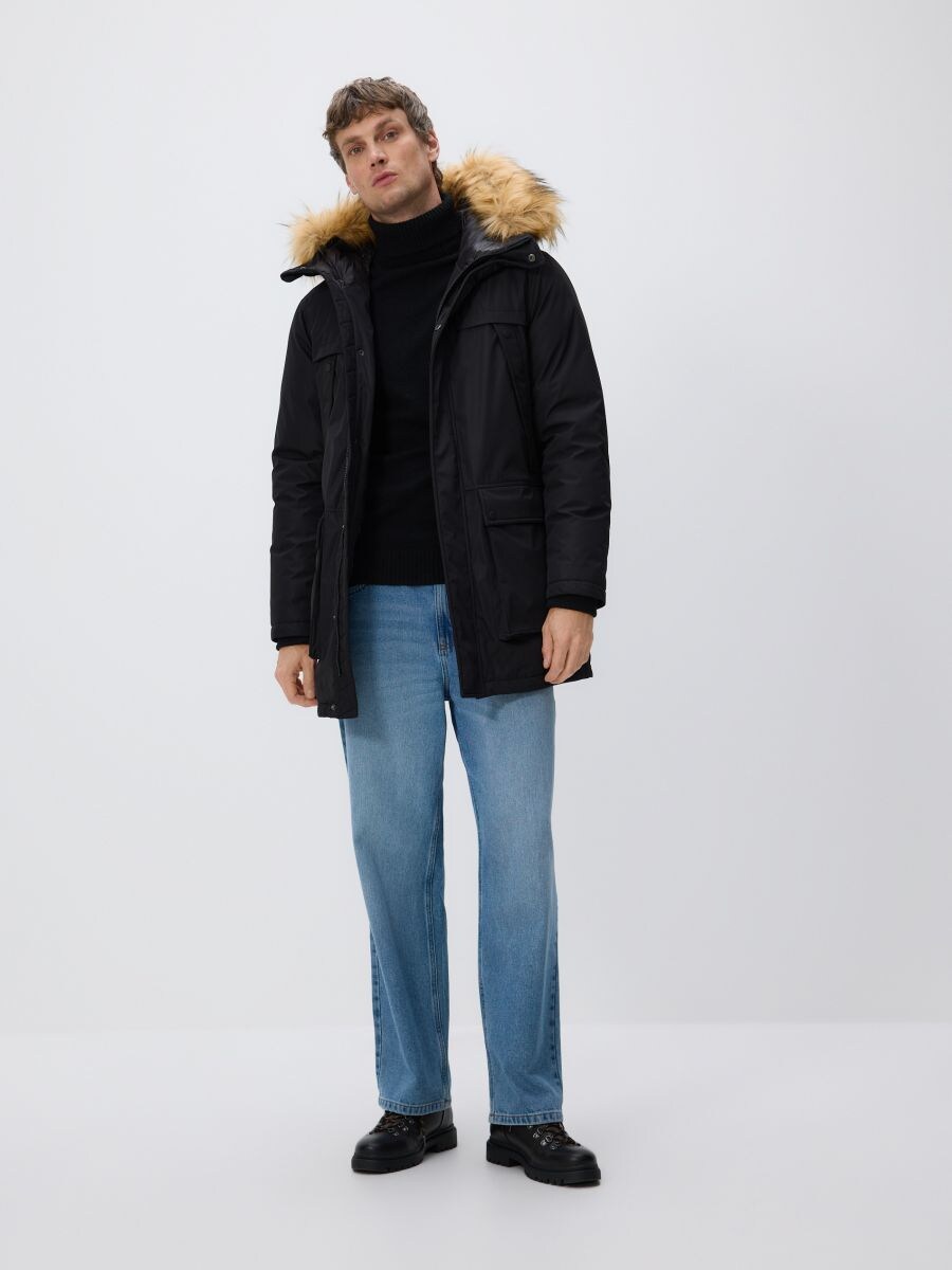 Parka s kapuco - črna - RESERVED
