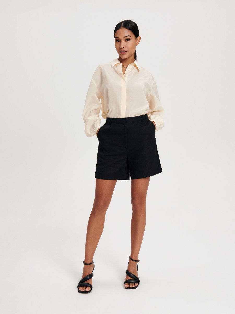 Linen rich shorts - black - RESERVED - 2