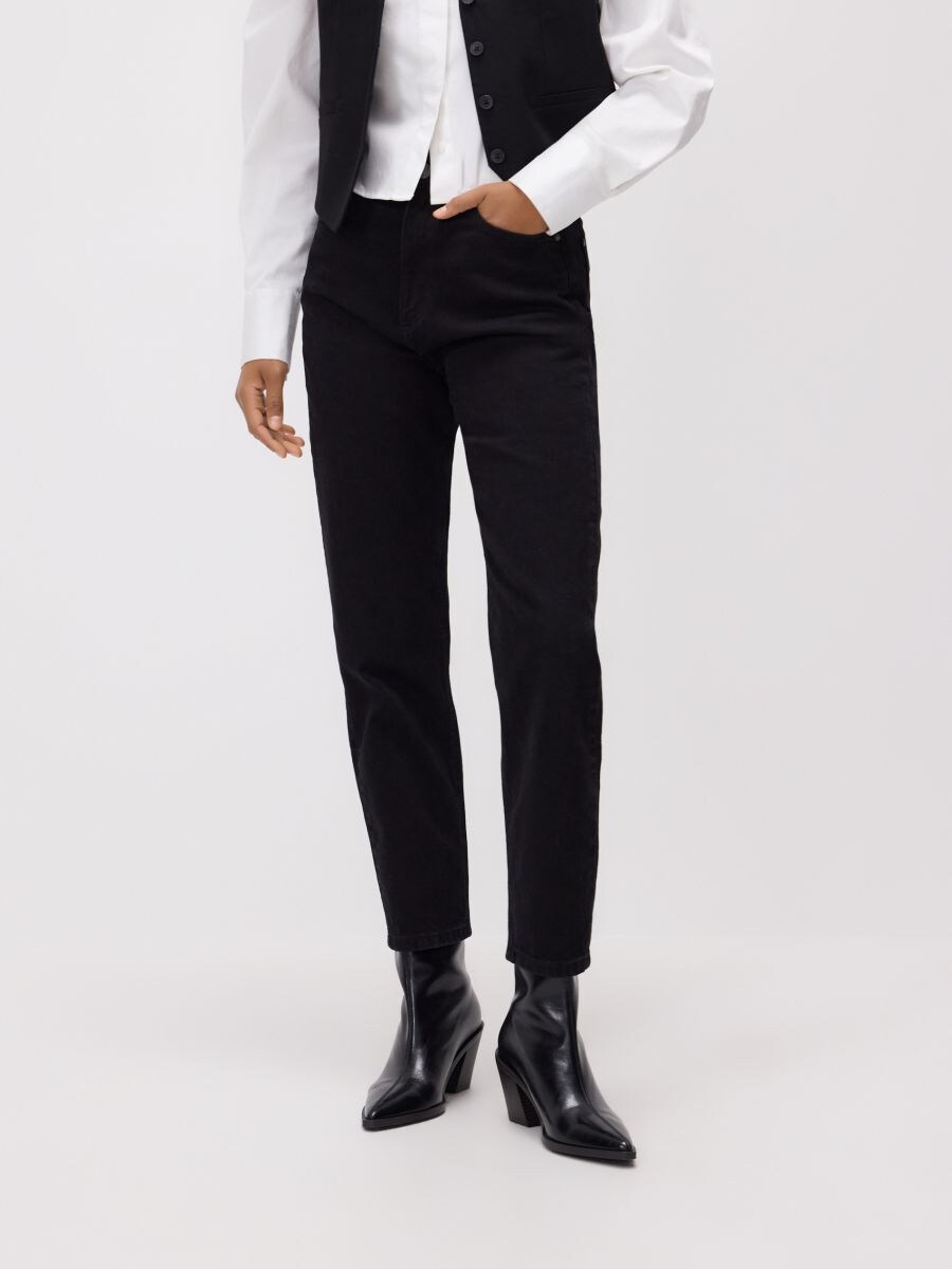 Jeansy mom fit slim - czarny - RESERVED