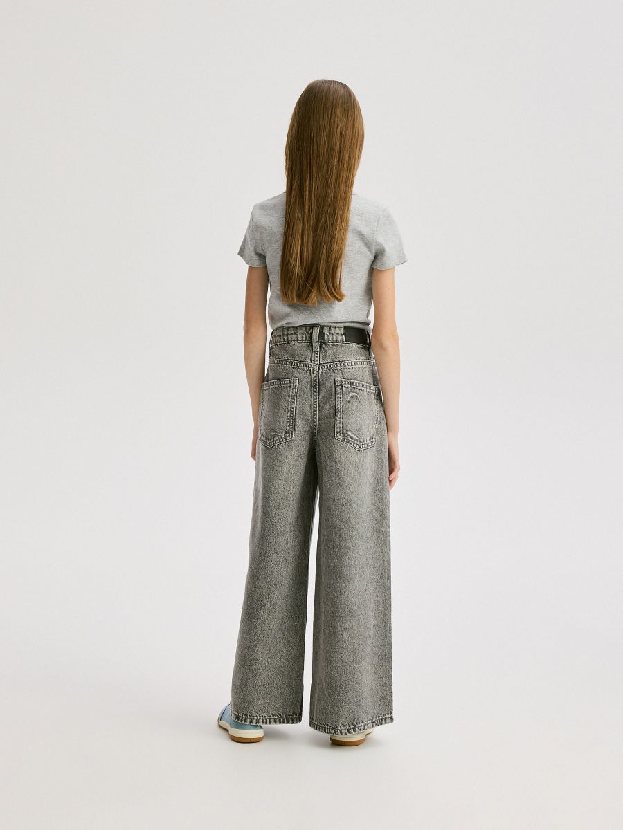 Super wide leg jeans with detailing - light grey - RESERVED - 3