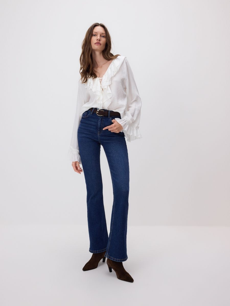 Jeansy flare bootcut - granatowy - RESERVED