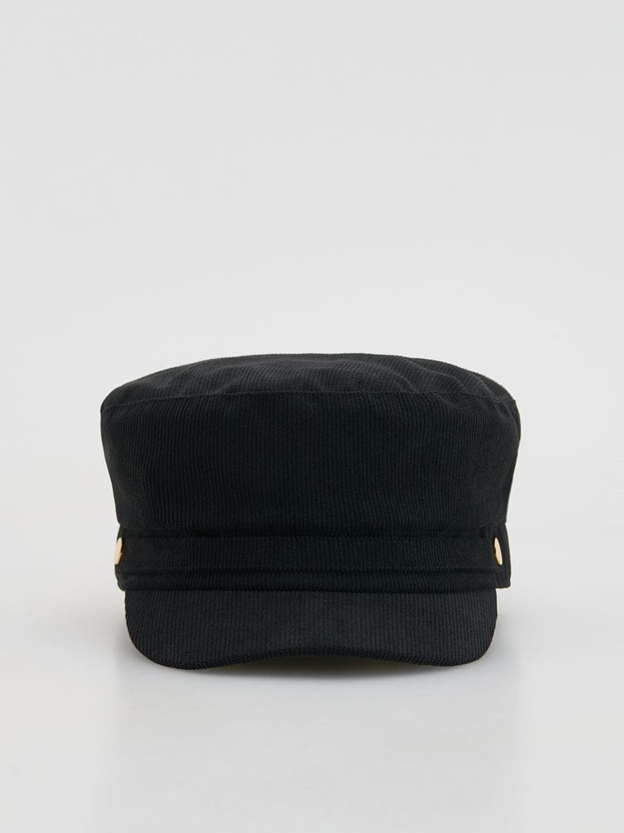 Cord flat cap - black - RESERVED