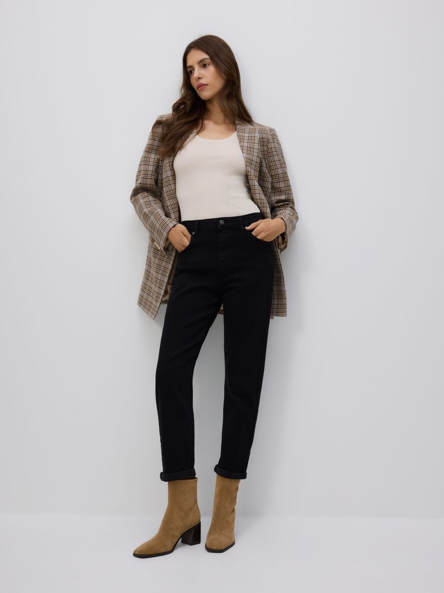 Jeans boyfriend slim - preto - RESERVED